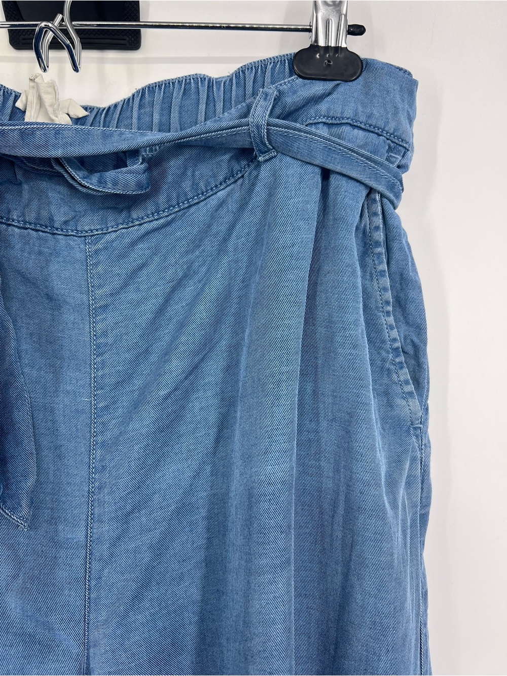 Joie 100% Lyocell Wide Leg Crop Pants Blue Drawstring Waist XL - Picture 4 of 10